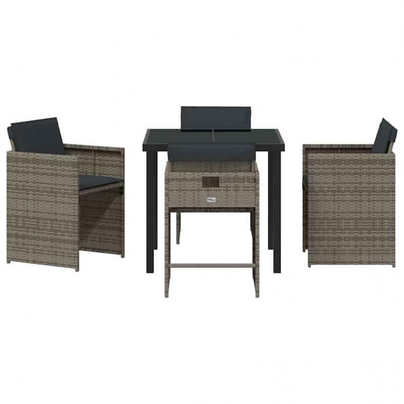 Zestaw do jadalni w ogrodzie 5 pcs Szary polirattan