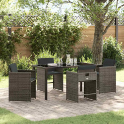 Zestaw do jadalni w ogrodzie 5 pcs Szary polirattan