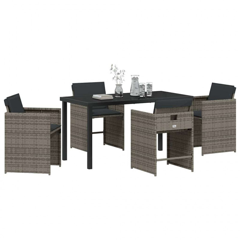 Zestaw do jadalni w ogrodzie 5 pcs Szary polirattan