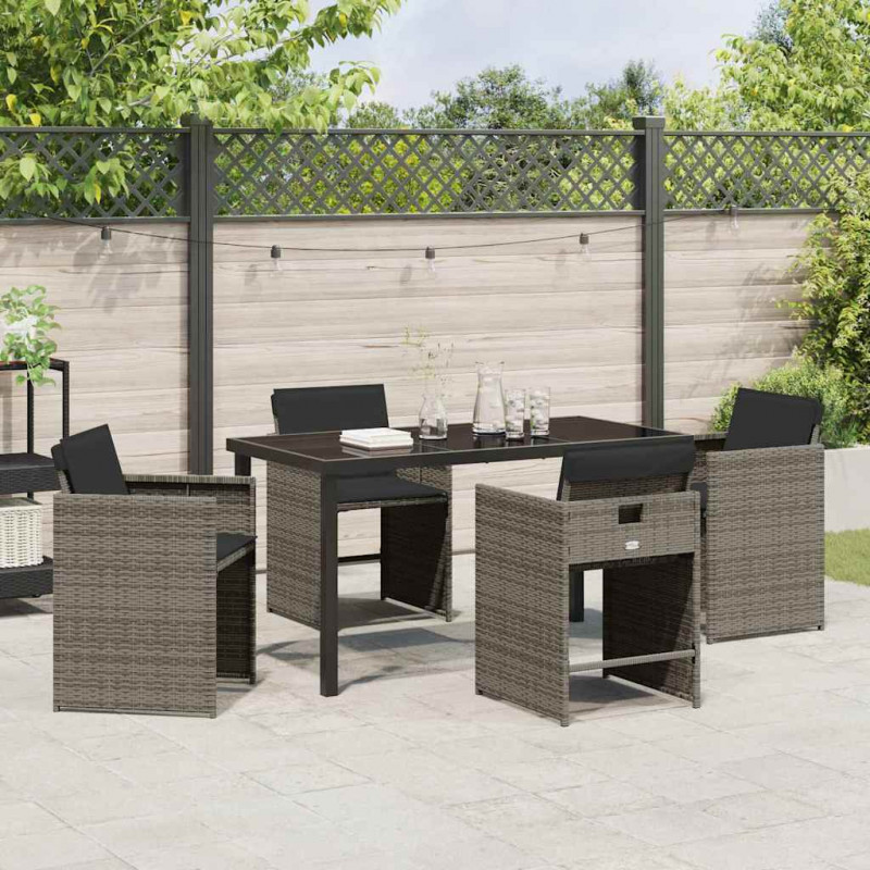 Zestaw do jadalni w ogrodzie 5 pcs Szary polirattan