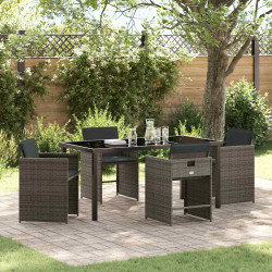 Zestaw do jadalni w ogrodzie 5 pcs Szary polirattan