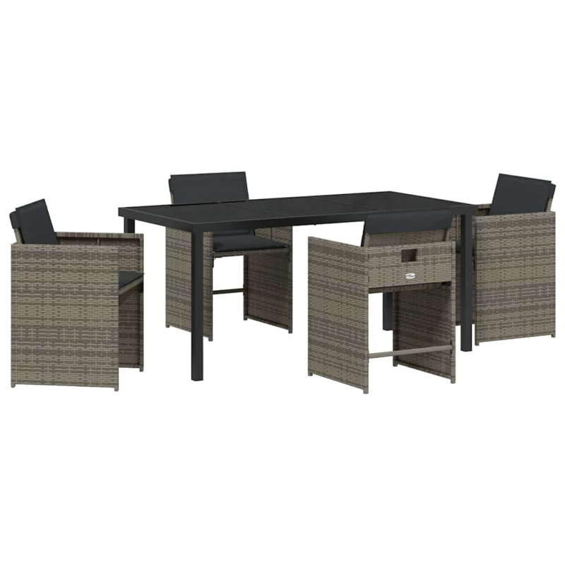 Zestaw do jadalni w ogrodzie 5 pcs Szary polirattan