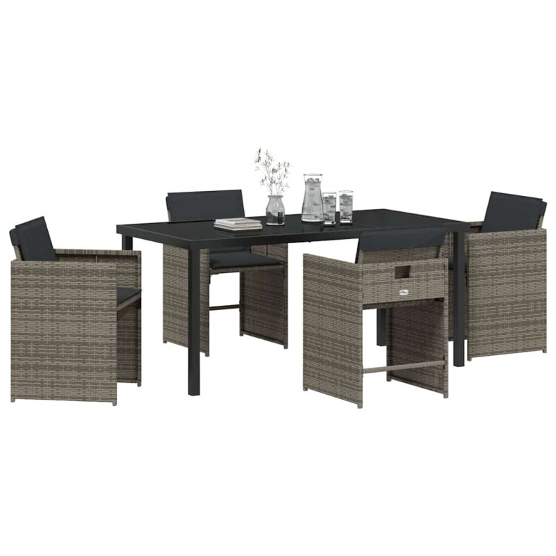 Zestaw do jadalni w ogrodzie 5 pcs Szary polirattan