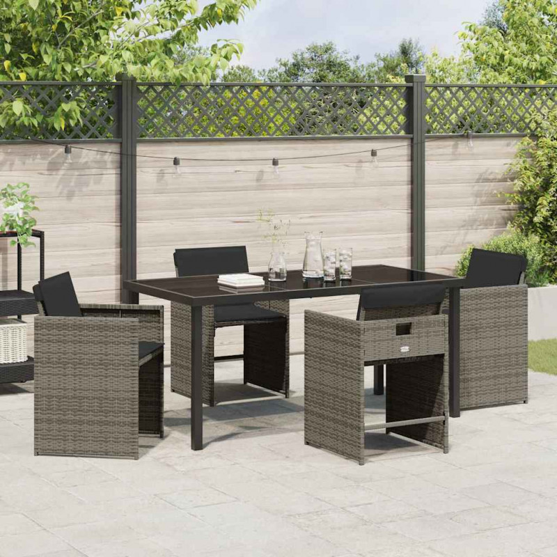 Zestaw do jadalni w ogrodzie 5 pcs Szary polirattan