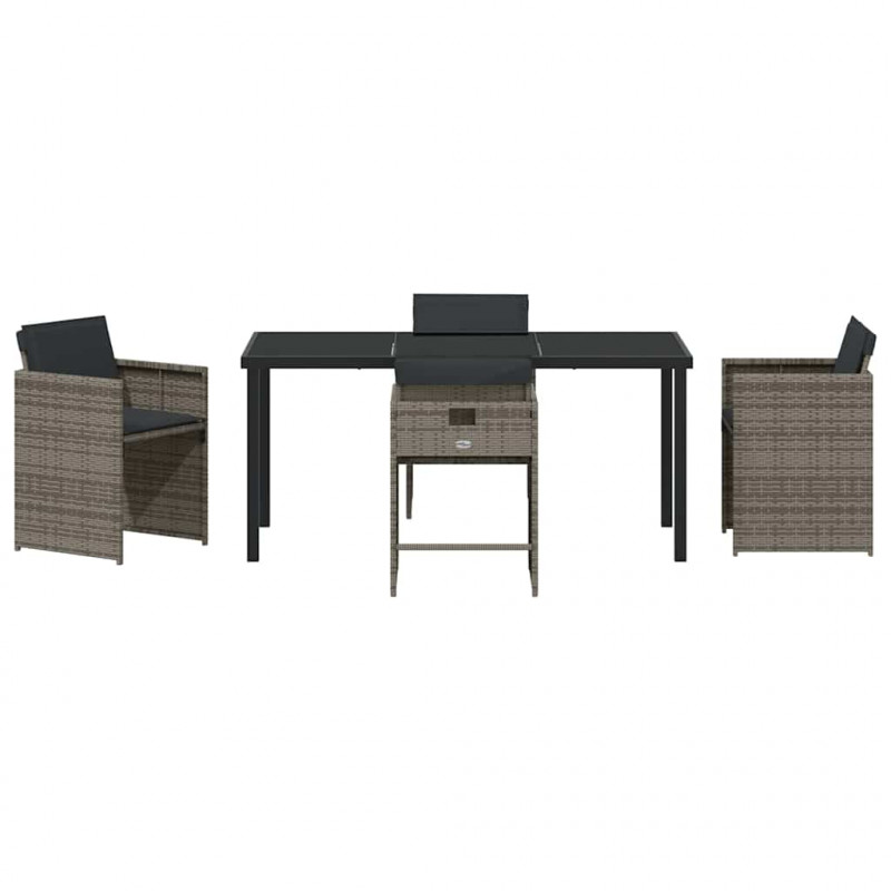 Zestaw do jadalni w ogrodzie 5 pcs Szary polirattan