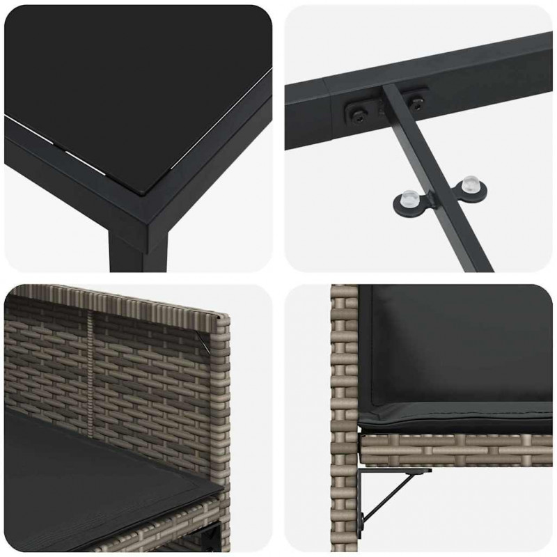 Zestaw do jadalni w ogrodzie 9 pcs Szary polirattan