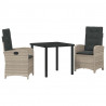 Zestaw do jadalni w ogrodzie 3 pcs Jasnoszary polirattan