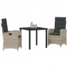 Zestaw do jadalni w ogrodzie 3 pcs Jasnoszary polirattan