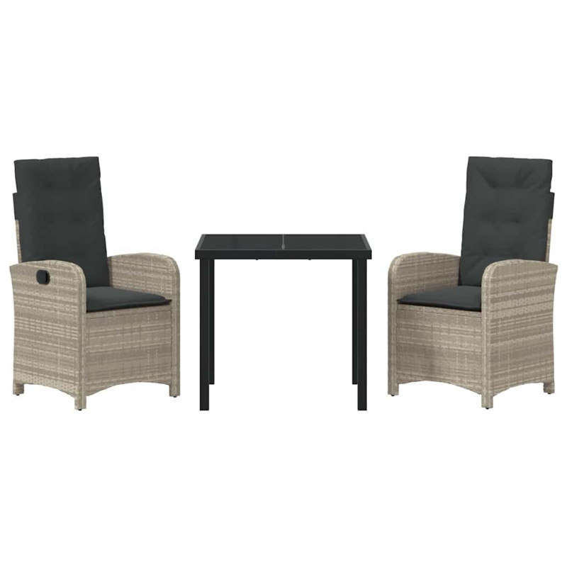 Zestaw do jadalni w ogrodzie 3 pcs Jasnoszary polirattan