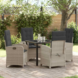 Zestaw do jadalni w ogrodzie 5 pcs Jasnoszary polirattan