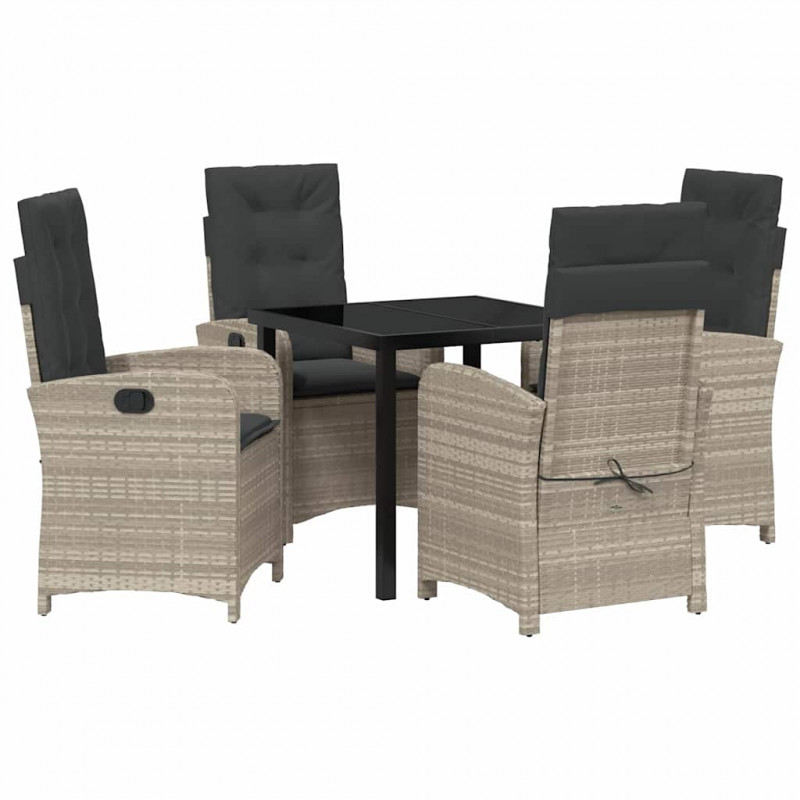 Zestaw do jadalni w ogrodzie 5 pcs Jasnoszary polirattan