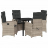 Zestaw do jadalni w ogrodzie 5 pcs Jasnoszary polirattan