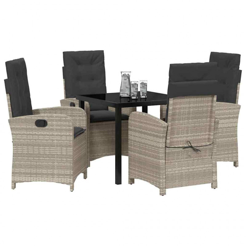 Zestaw do jadalni w ogrodzie 5 pcs Jasnoszary polirattan