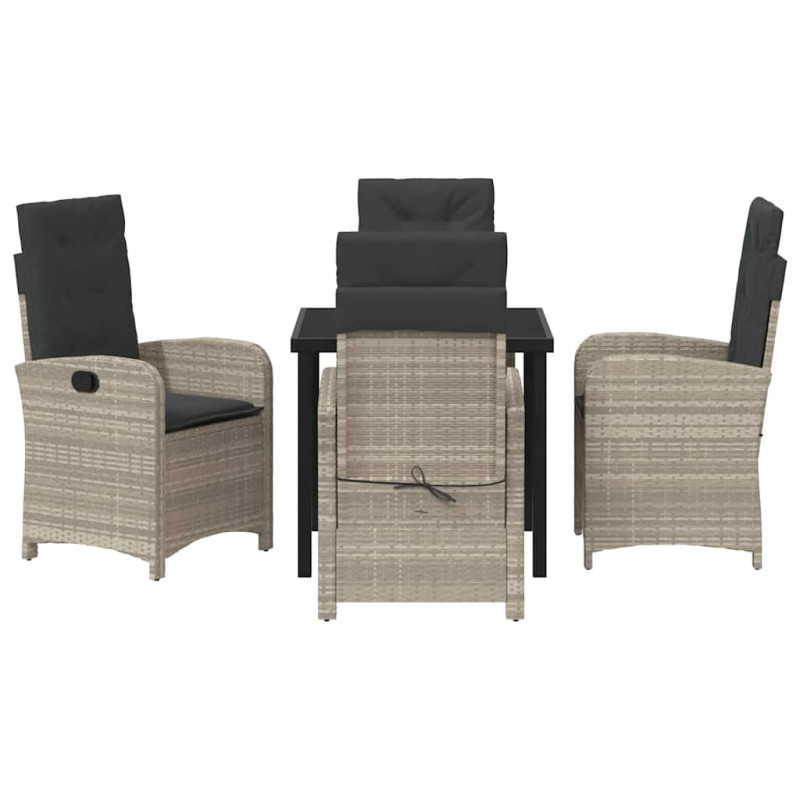 Zestaw do jadalni w ogrodzie 5 pcs Jasnoszary polirattan