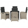 Zestaw do jadalni w ogrodzie 5 pcs Jasnoszary polirattan
