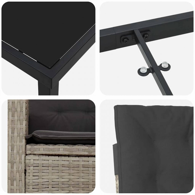 Zestaw do jadalni w ogrodzie 5 pcs Jasnoszary polirattan
