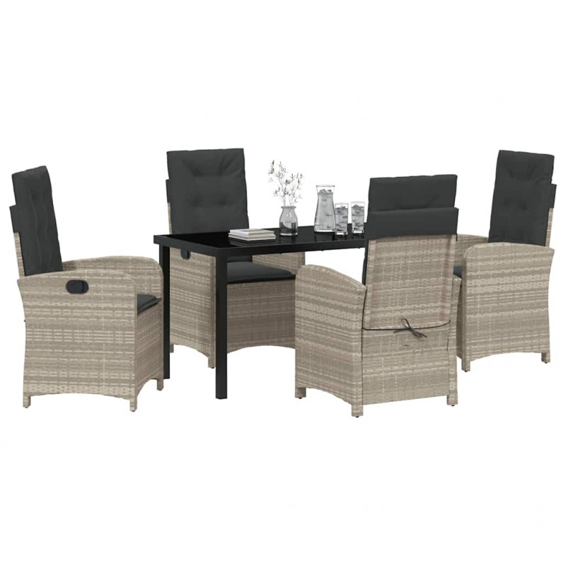 Zestaw do jadalni w ogrodzie 5 pcs Jasnoszary polirattan