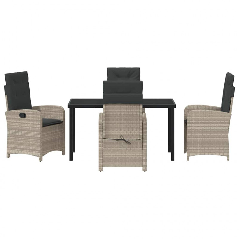 Zestaw do jadalni w ogrodzie 5 pcs Jasnoszary polirattan