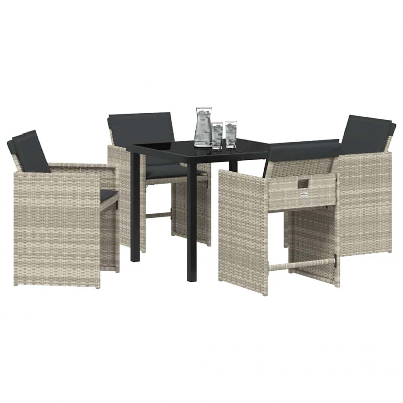 Zestaw do jadalni w ogrodzie 5 pcs Jasnoszary polirattan