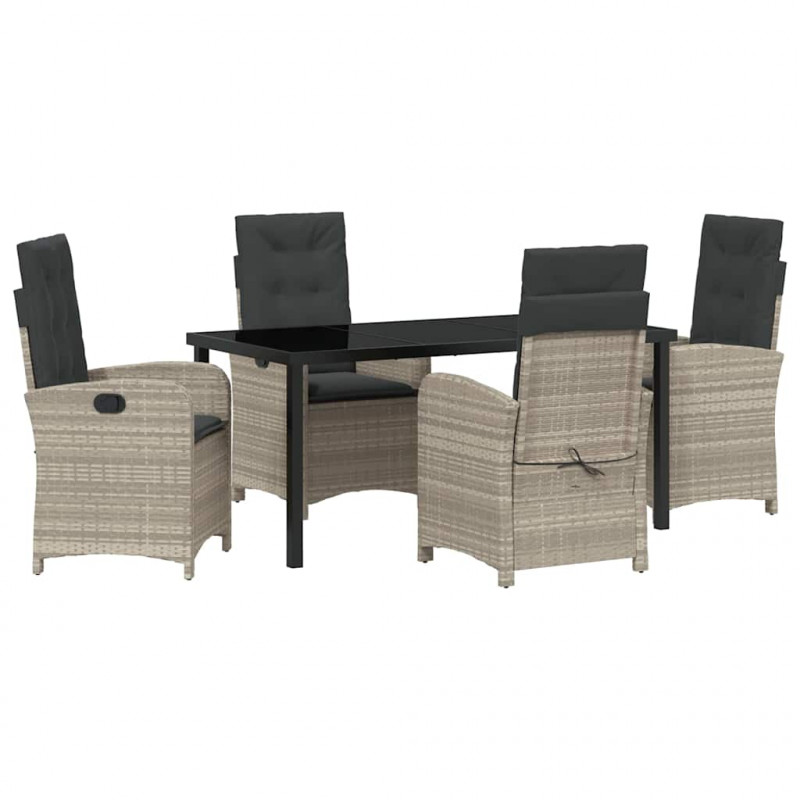 Zestaw do jadalni w ogrodzie 5 pcs Jasnoszary polirattan