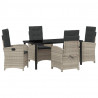 Zestaw do jadalni w ogrodzie 5 pcs Jasnoszary polirattan