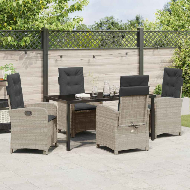 Zestaw do jadalni w ogrodzie 5 pcs Jasnoszary polirattan