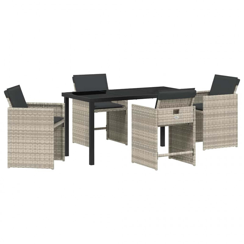 Zestaw do jadalni w ogrodzie 5 pcs Jasnoszary polirattan