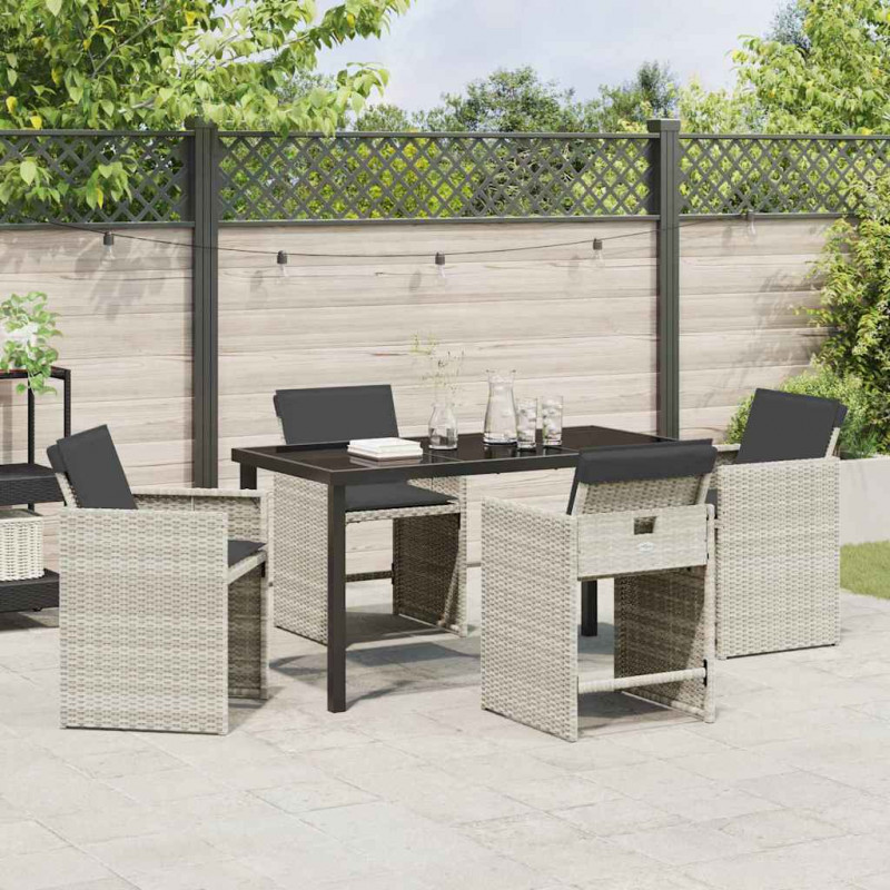 Zestaw do jadalni w ogrodzie 5 pcs Jasnoszary polirattan
