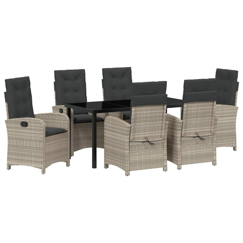 Zestaw do jadalni w ogrodzie 7 pcs Jasnoszary polirattan