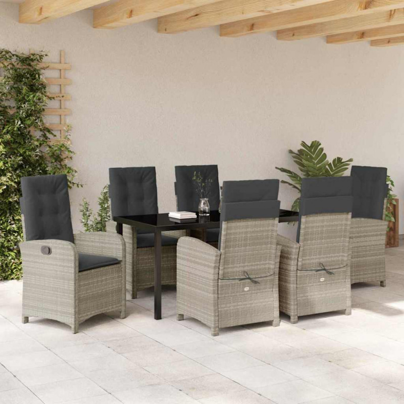 Zestaw do jadalni w ogrodzie 7 pcs Jasnoszary polirattan