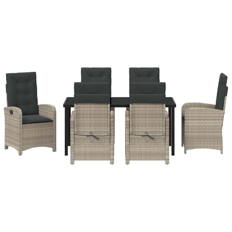 Zestaw do jadalni w ogrodzie 7 pcs Jasnoszary polirattan