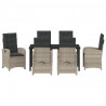 Zestaw do jadalni w ogrodzie 7 pcs Jasnoszary polirattan
