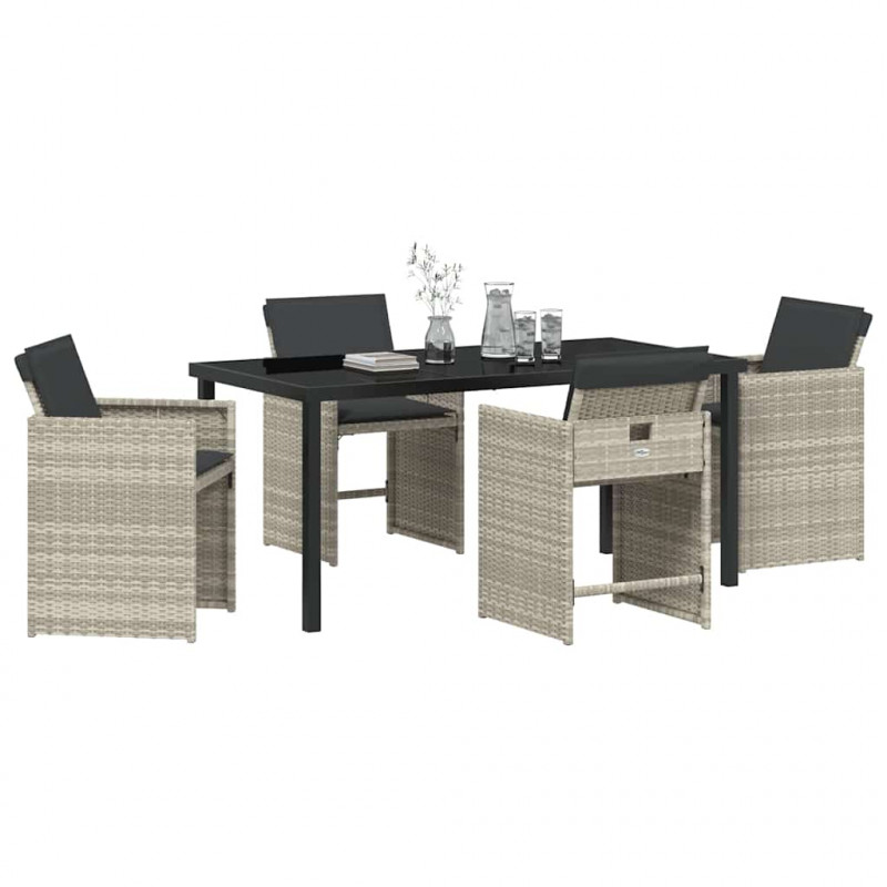 Zestaw do jadalni w ogrodzie 5 pcs Jasnoszary polirattan
