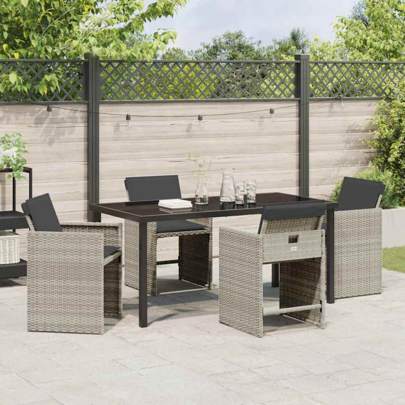 Zestaw do jadalni w ogrodzie 5 pcs Jasnoszary polirattan