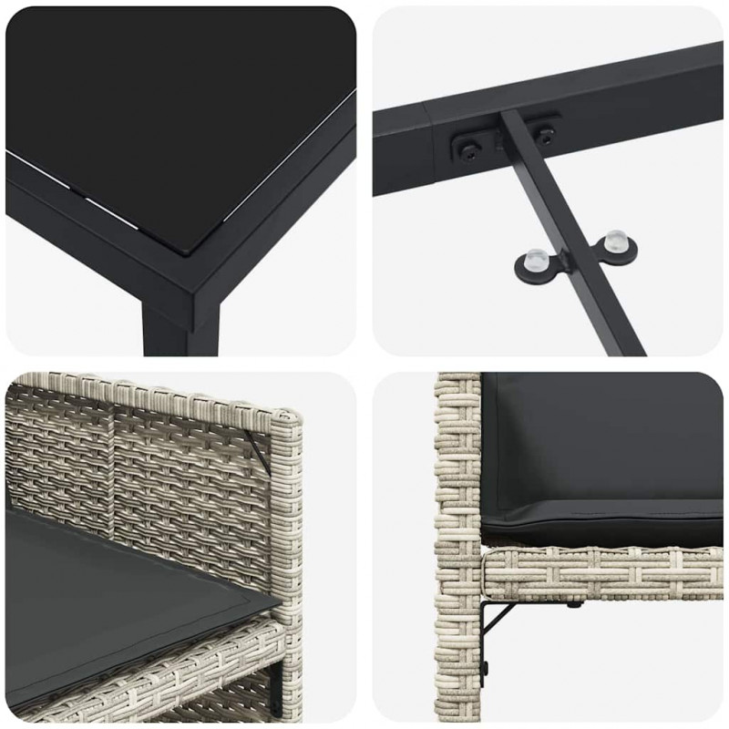 Zestaw do jadalni w ogrodzie 5 pcs Jasnoszary polirattan