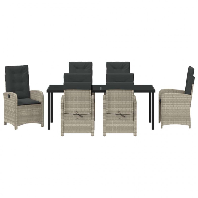 Zestaw do jadalni w ogrodzie 7 pcs Jasnoszary polirattan