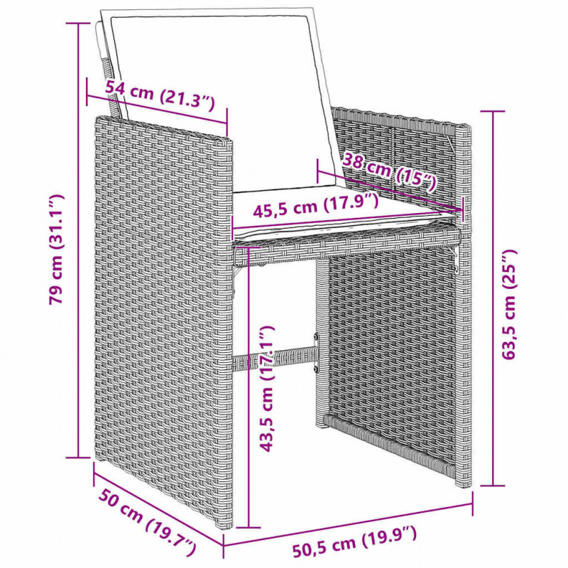 Zestaw do jadalni w ogrodzie 5 pcs Jasnoszary polirattan