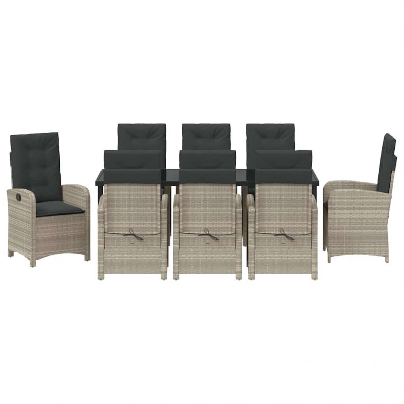 Zestaw do jadalni w ogrodzie 9 pcs Jasnoszary polirattan