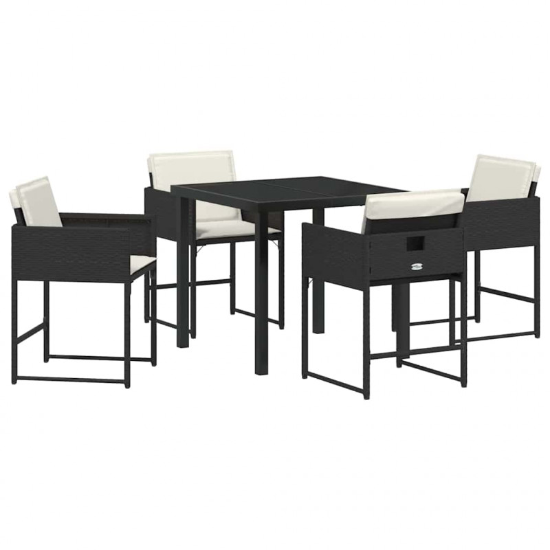 Zestaw do jadalni w ogrodzie 5 pcs Czarny polirattan