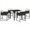 Zestaw do jadalni w ogrodzie 5 pcs Czarny polirattan