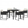 Zestaw do jadalni w ogrodzie 5 pcs Czarny polirattan