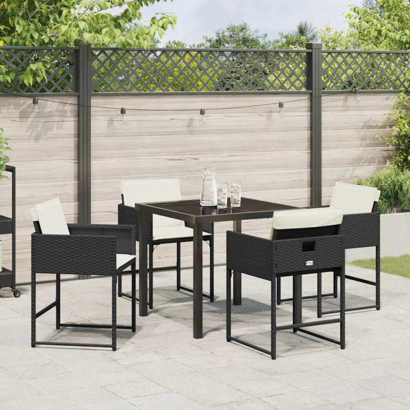 Zestaw do jadalni w ogrodzie 5 pcs Czarny polirattan