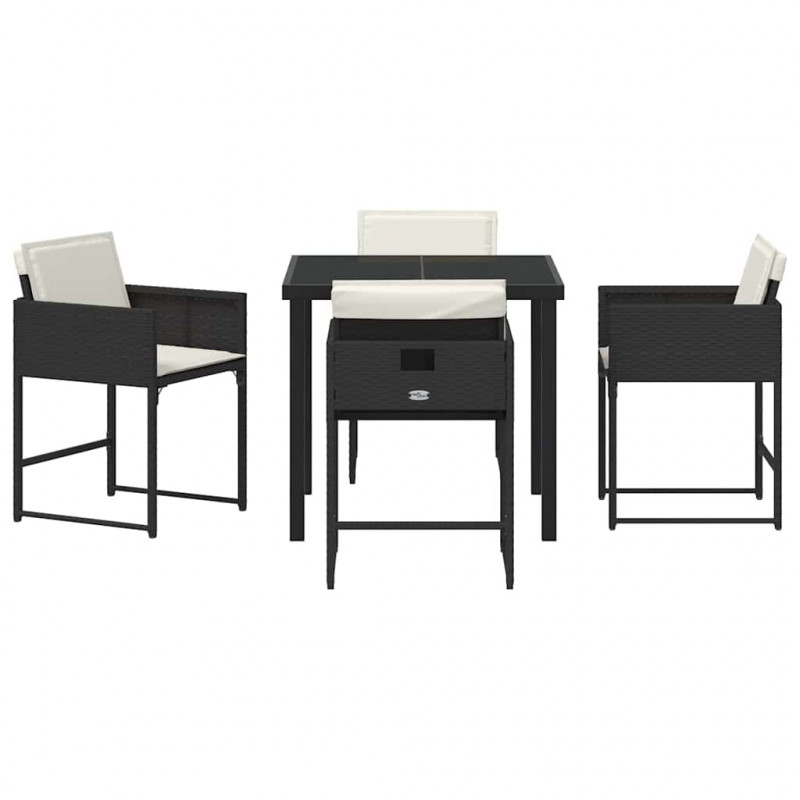 Zestaw do jadalni w ogrodzie 5 pcs Czarny polirattan