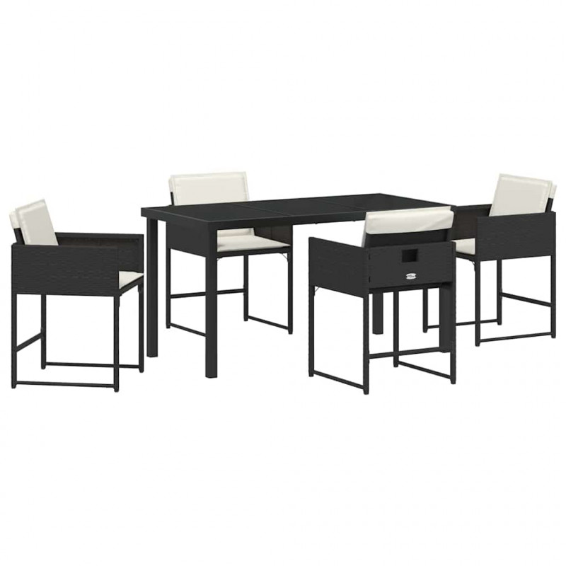 Zestaw do jadalni w ogrodzie 5 pcs Czarny polirattan