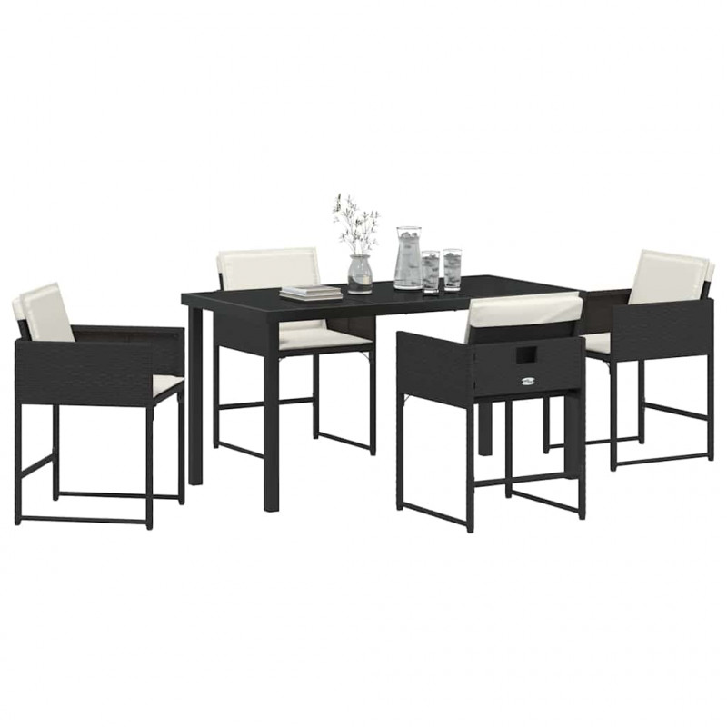 Zestaw do jadalni w ogrodzie 5 pcs Czarny polirattan
