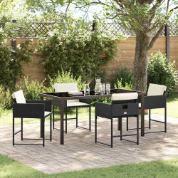 Zestaw do jadalni w ogrodzie 5 pcs Czarny polirattan