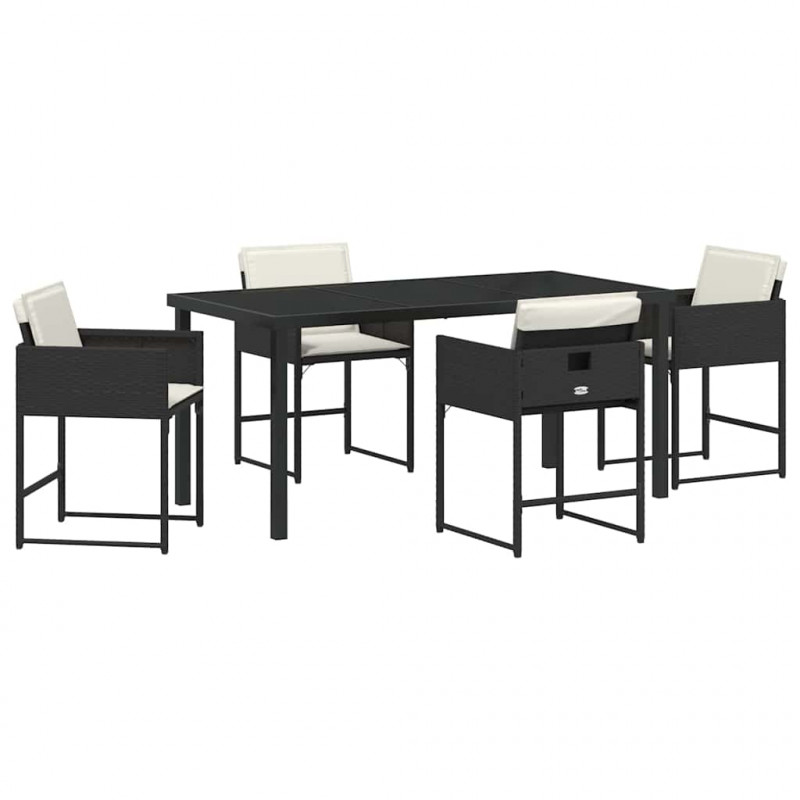 Zestaw do jadalni w ogrodzie 5 pcs Czarny polirattan