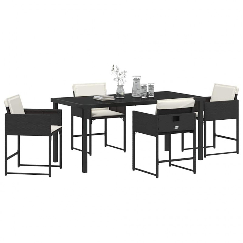 Zestaw do jadalni w ogrodzie 5 pcs Czarny polirattan
