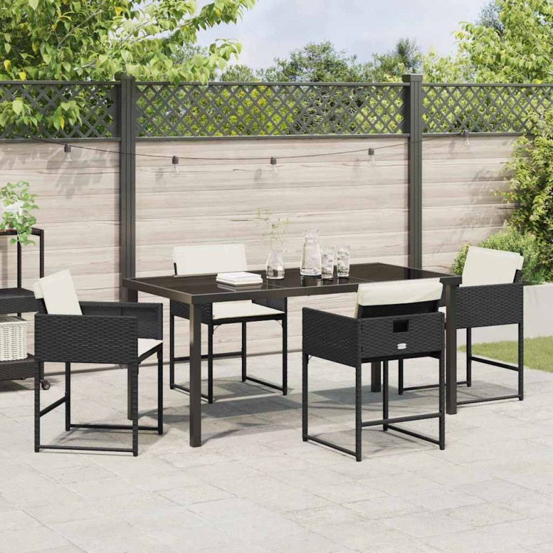 Zestaw do jadalni w ogrodzie 5 pcs Czarny polirattan