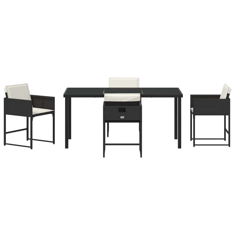 Zestaw do jadalni w ogrodzie 5 pcs Czarny polirattan